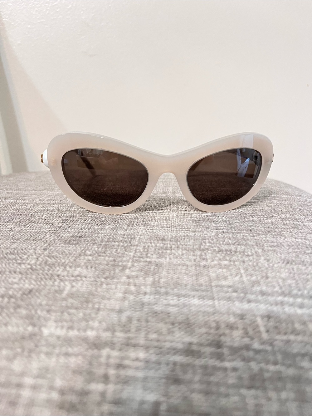 Givenchy Cream Cat-Eye Sunglasses with Dark Lenses